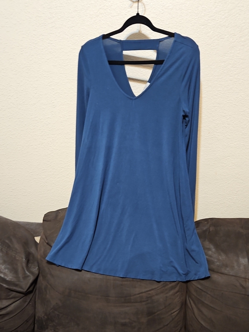 Tart Blue V-Neck Long Sleeve Mini Dress